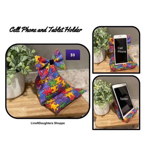 Pillow Cell Phone or Tablet Holder Autism Awareness - Picture 1 of 1